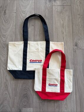 Costco Canvas Tote Bag - Cream with Red or Black Accents